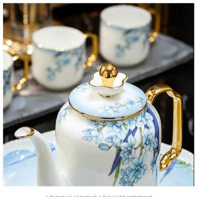 BỘ ẤM CHÉN HỌA TIẾT HOA - VIỀN VÀNG CAO CẤP